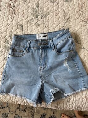 Fashion Nova Light Wash Distressed Denim Shorts